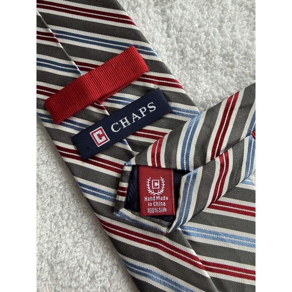 Chaps	Red Blue Regimental Stripes Repp 100% Silk	Tie Necktie